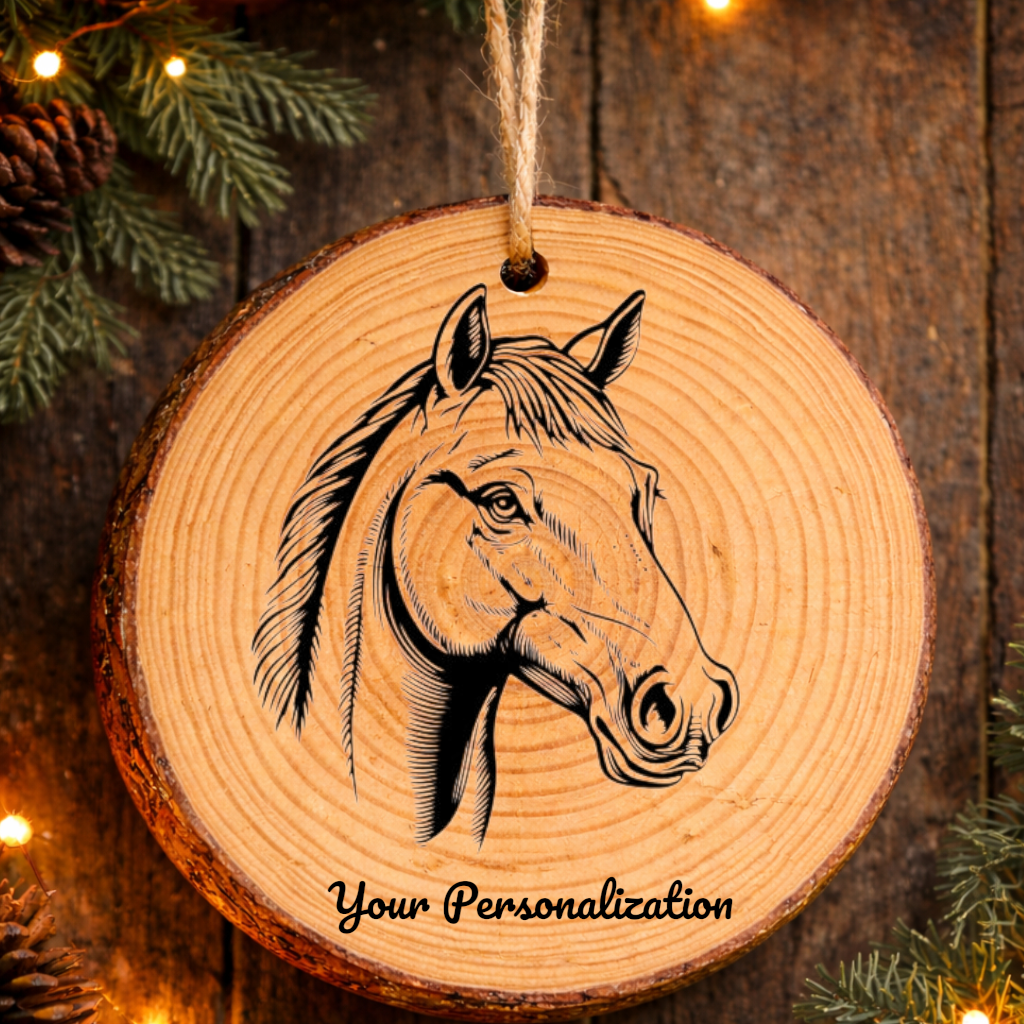 Horse Image #202 Rustic Pine Ornament