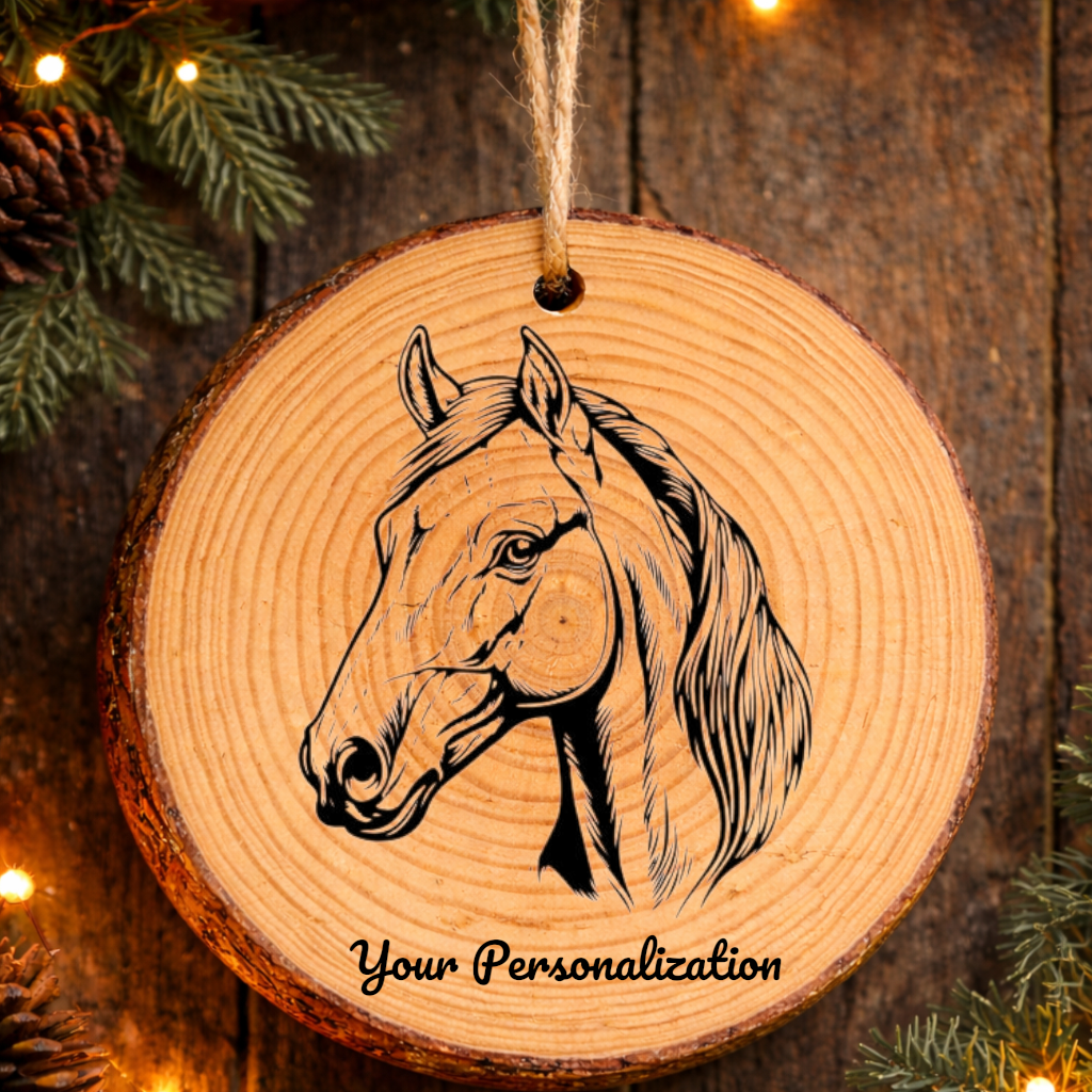 Horse Image #218 Rustic Pine Ornament