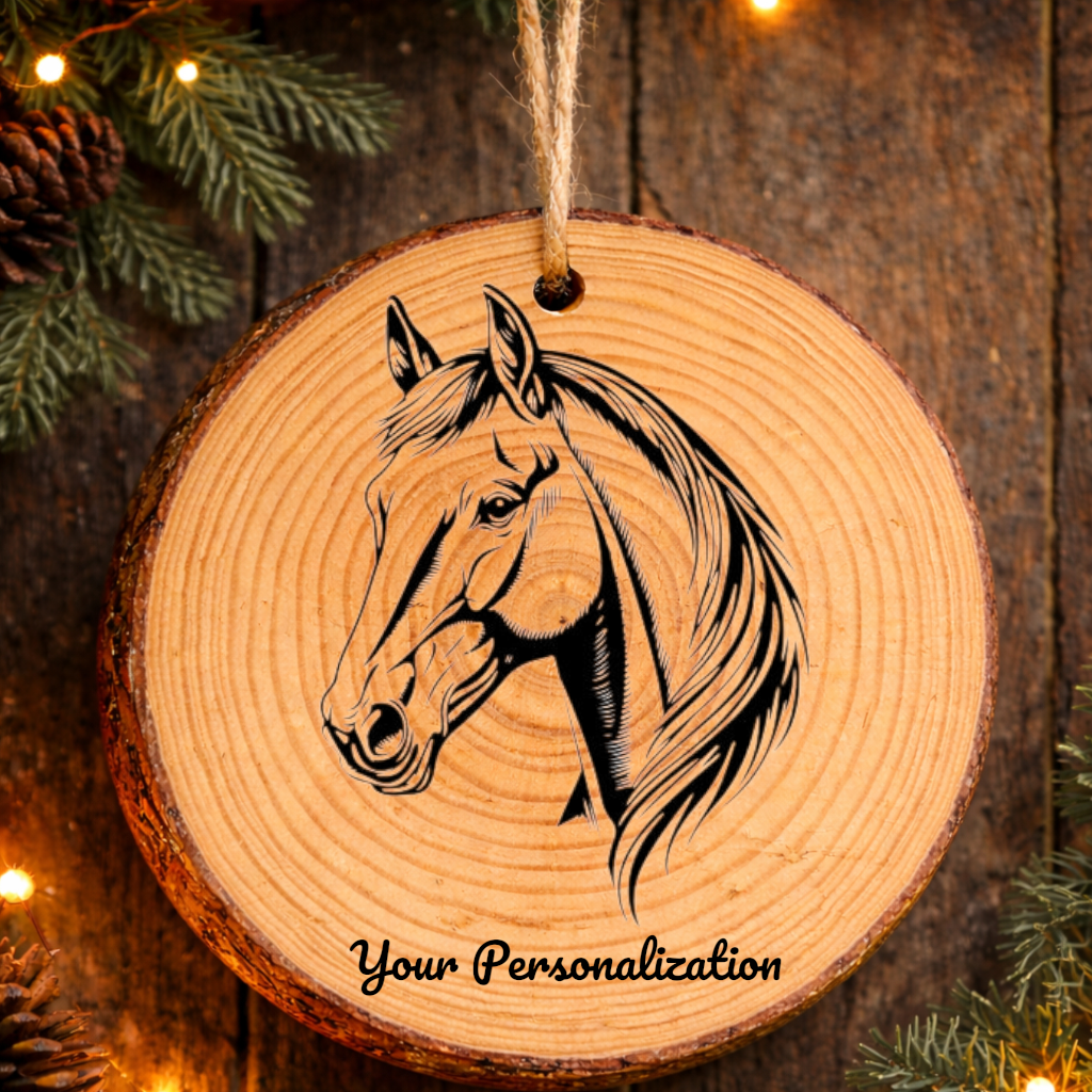 Horse Image #228 Rustic Pine Ornament