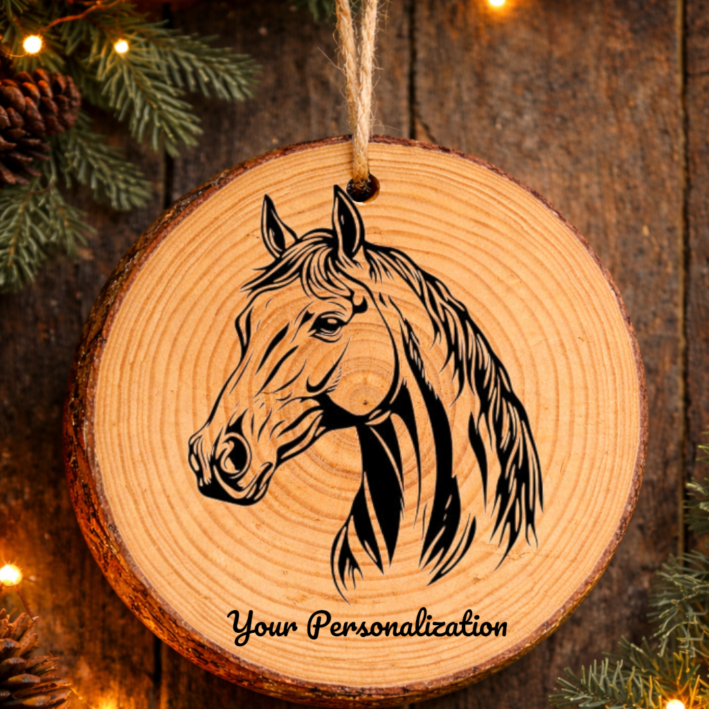 Horse Image #231 Rustic Pine Ornament