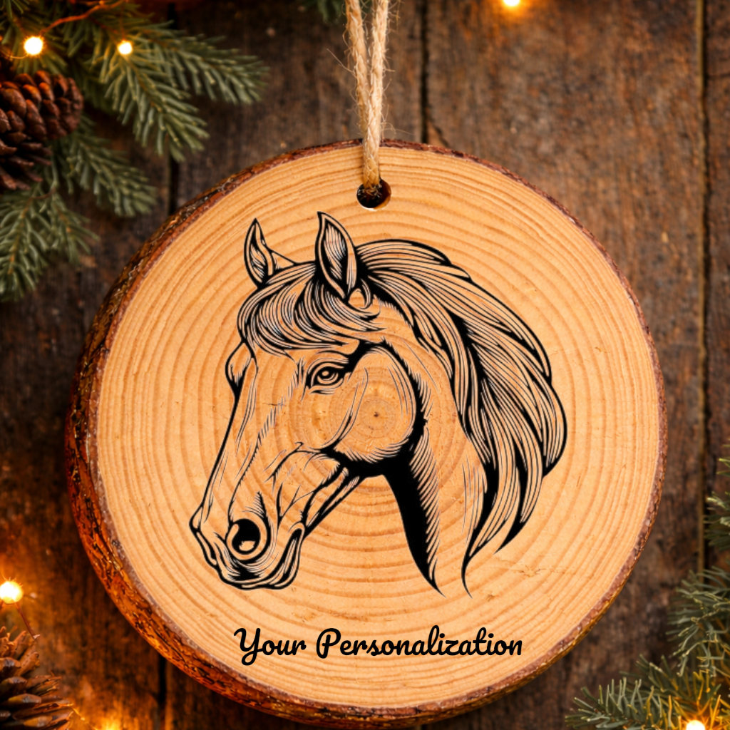 Horse Image #233 Rustic Pine Ornament