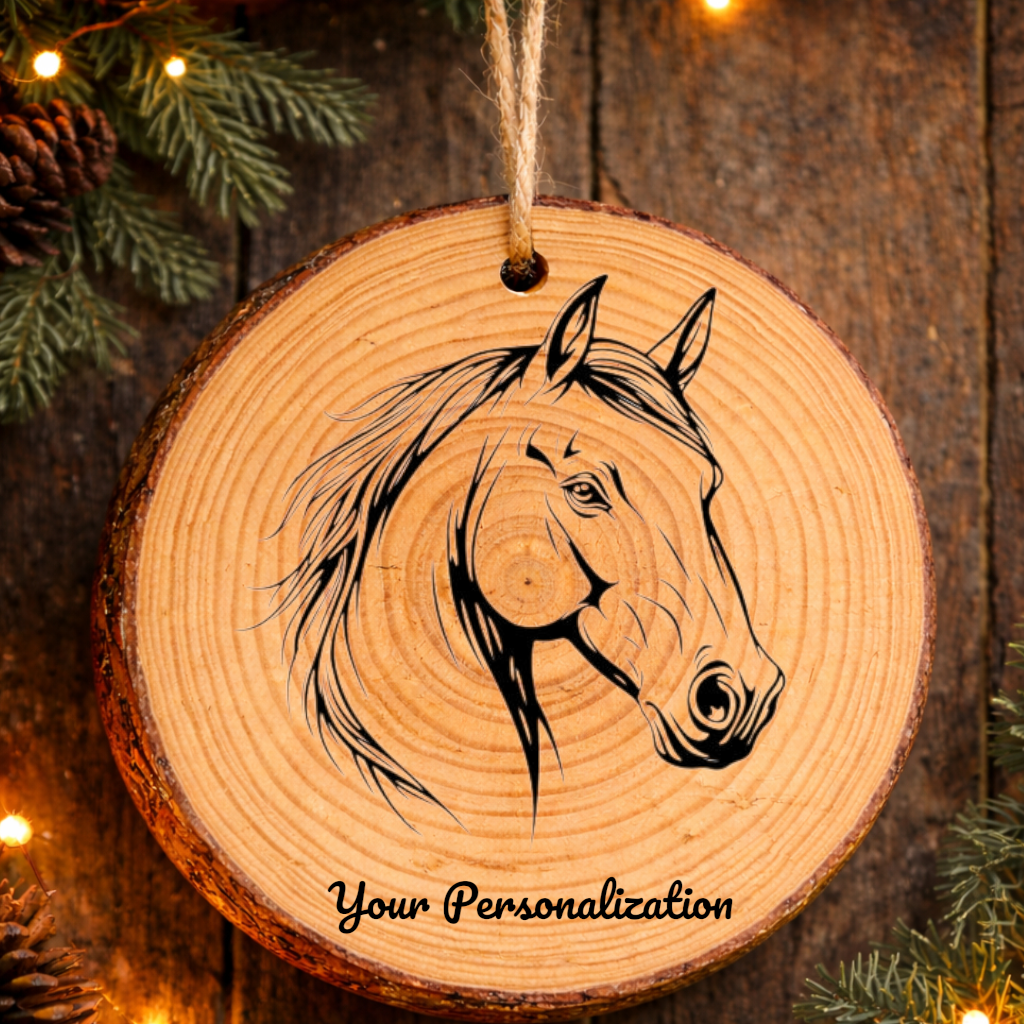 Horse Image #234 Rustic Pine Ornament