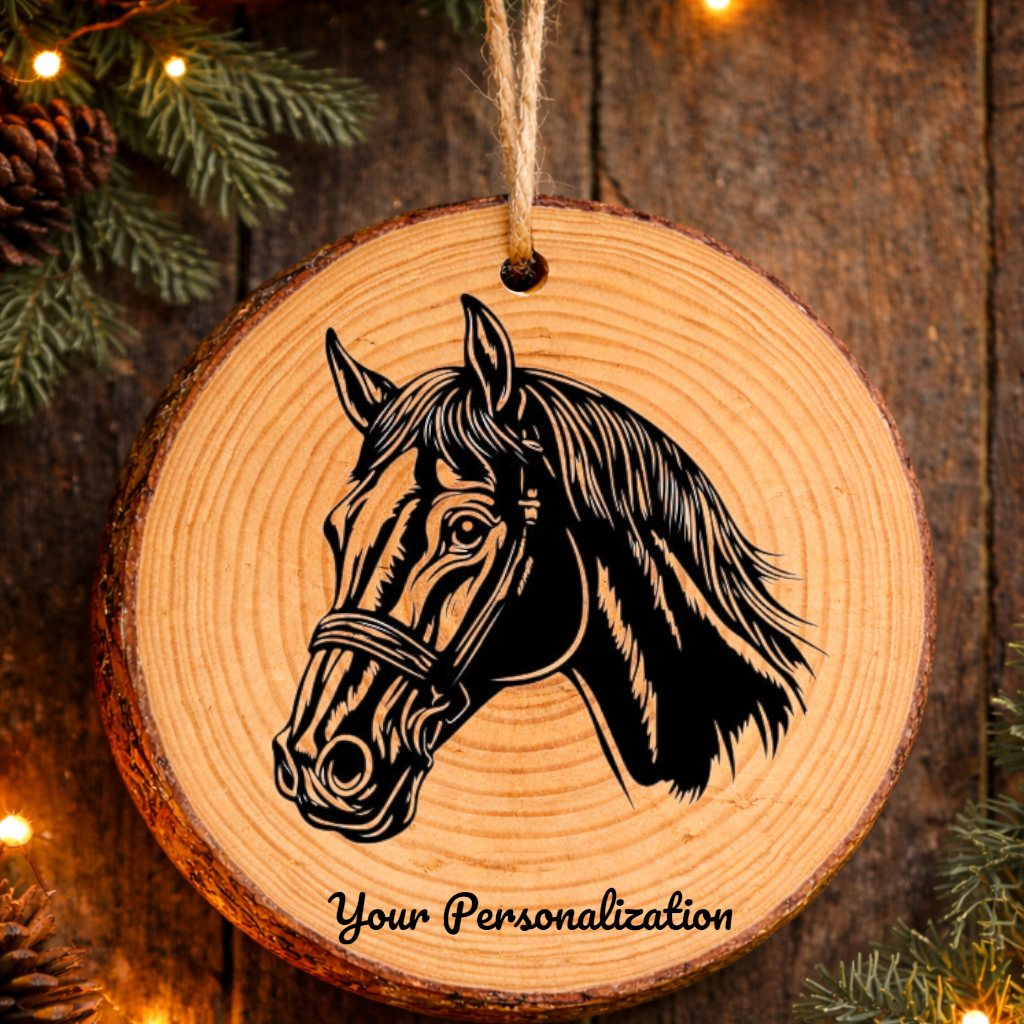 Horse Image #250 Rustic Pine Ornament