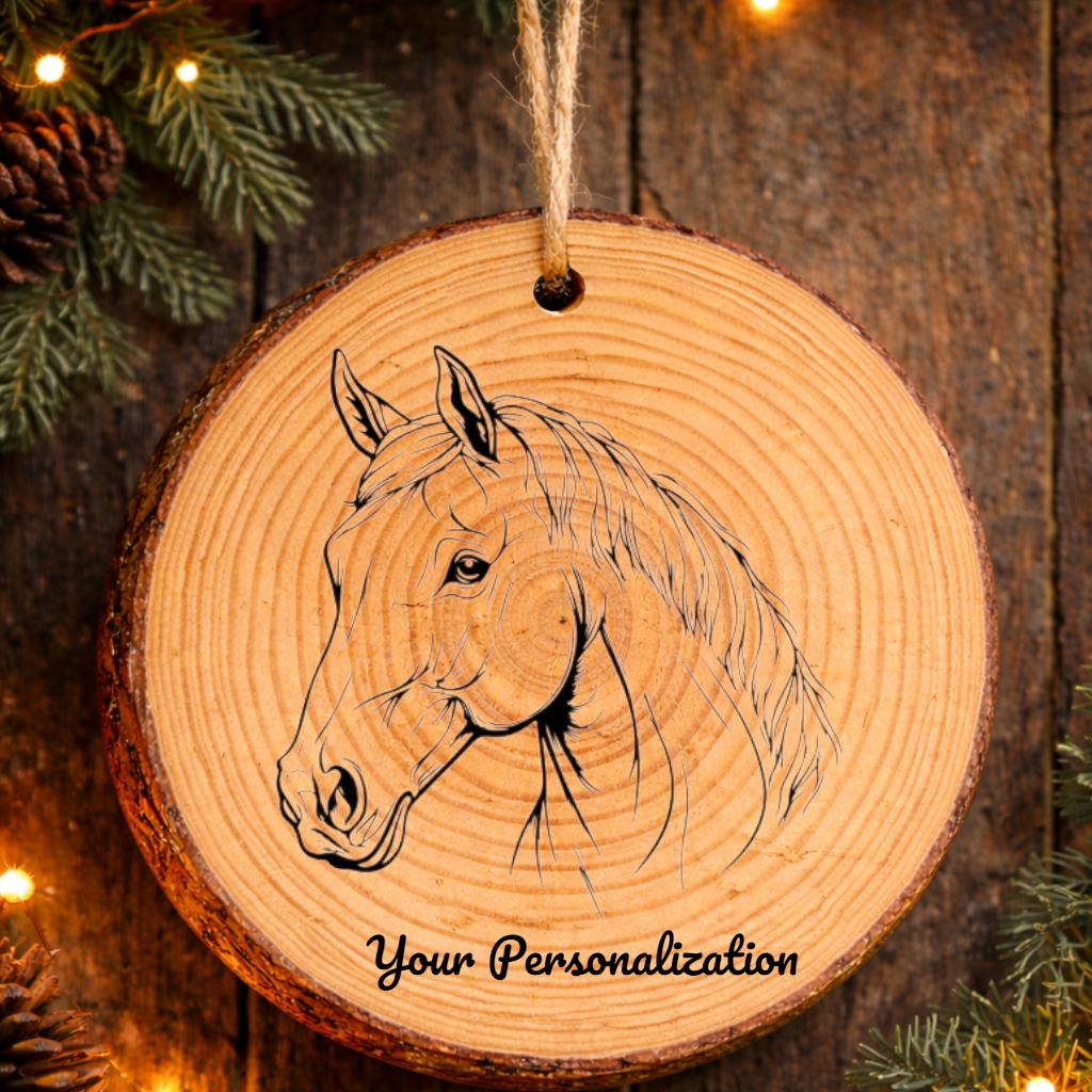 Horse Image #251 Rustic Pine Ornament