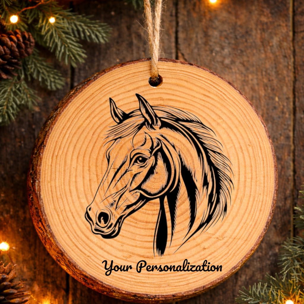 Horse Image #254 Rustic Pine Ornament
