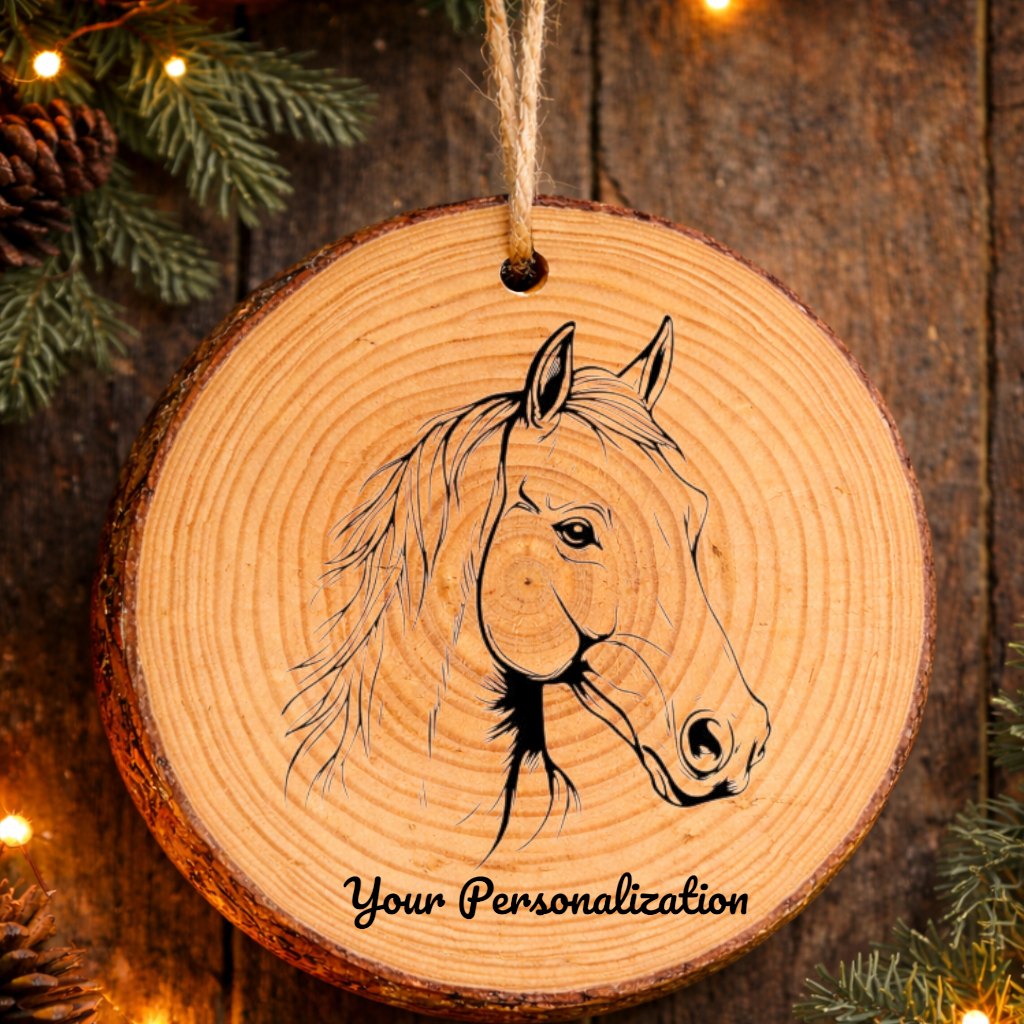 Horse Image #260 Rustic Pine Ornament
