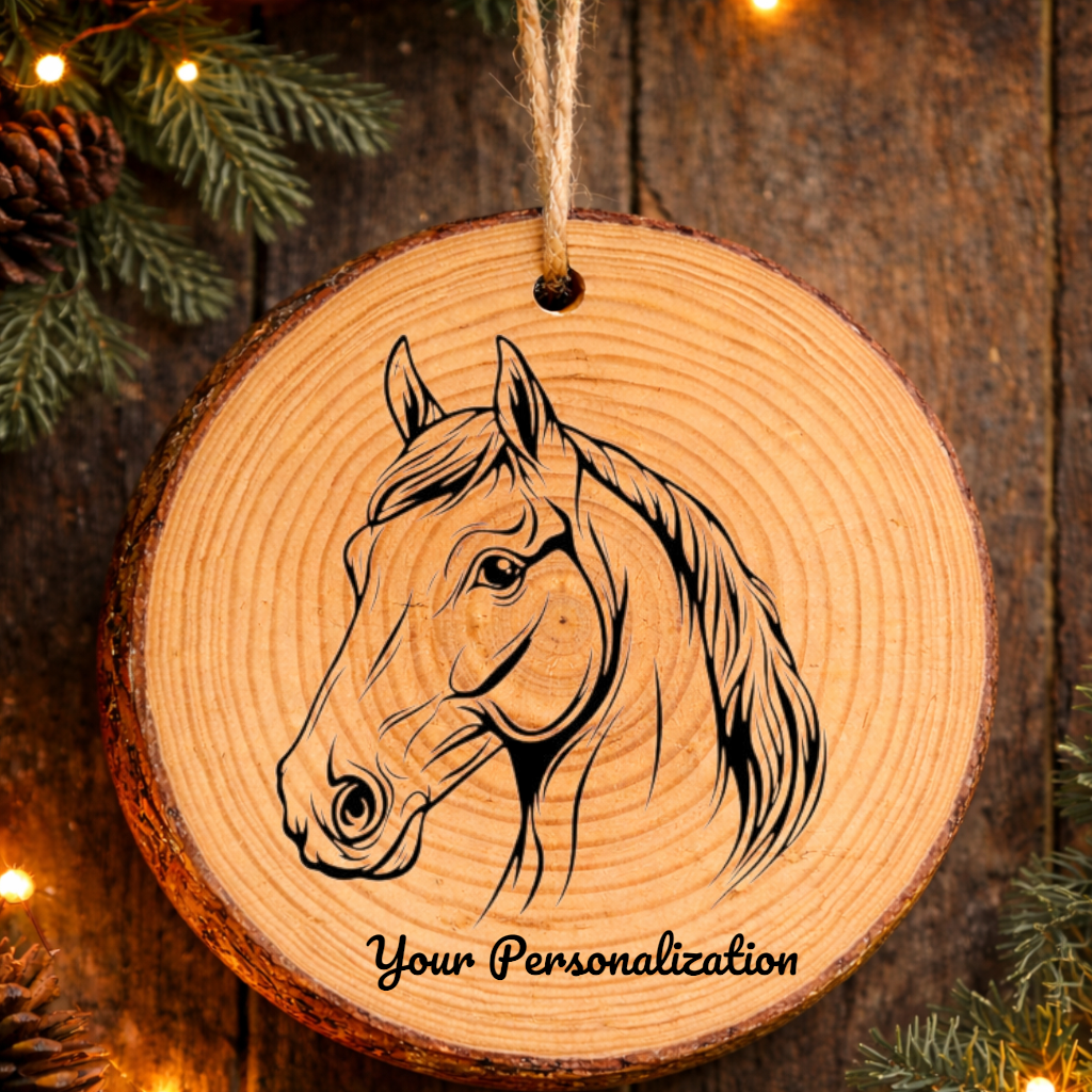 Horse Image #263 Rustic Pine Ornament
