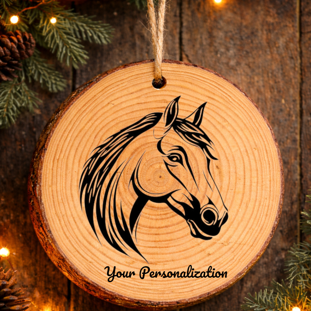 Horse Image #270 Rustic Pine Ornament
