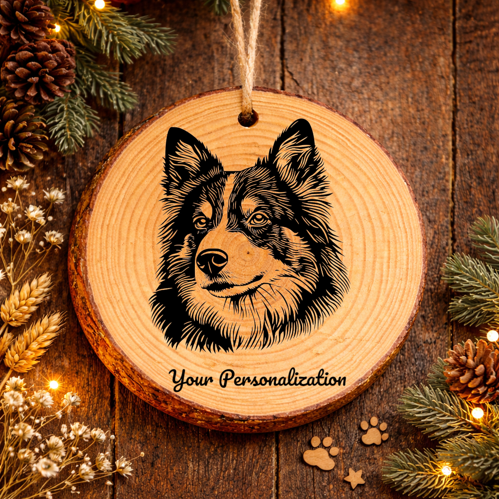 Icelandic Sheepdog Dog Ornament – Rustic Wooden Keepsake