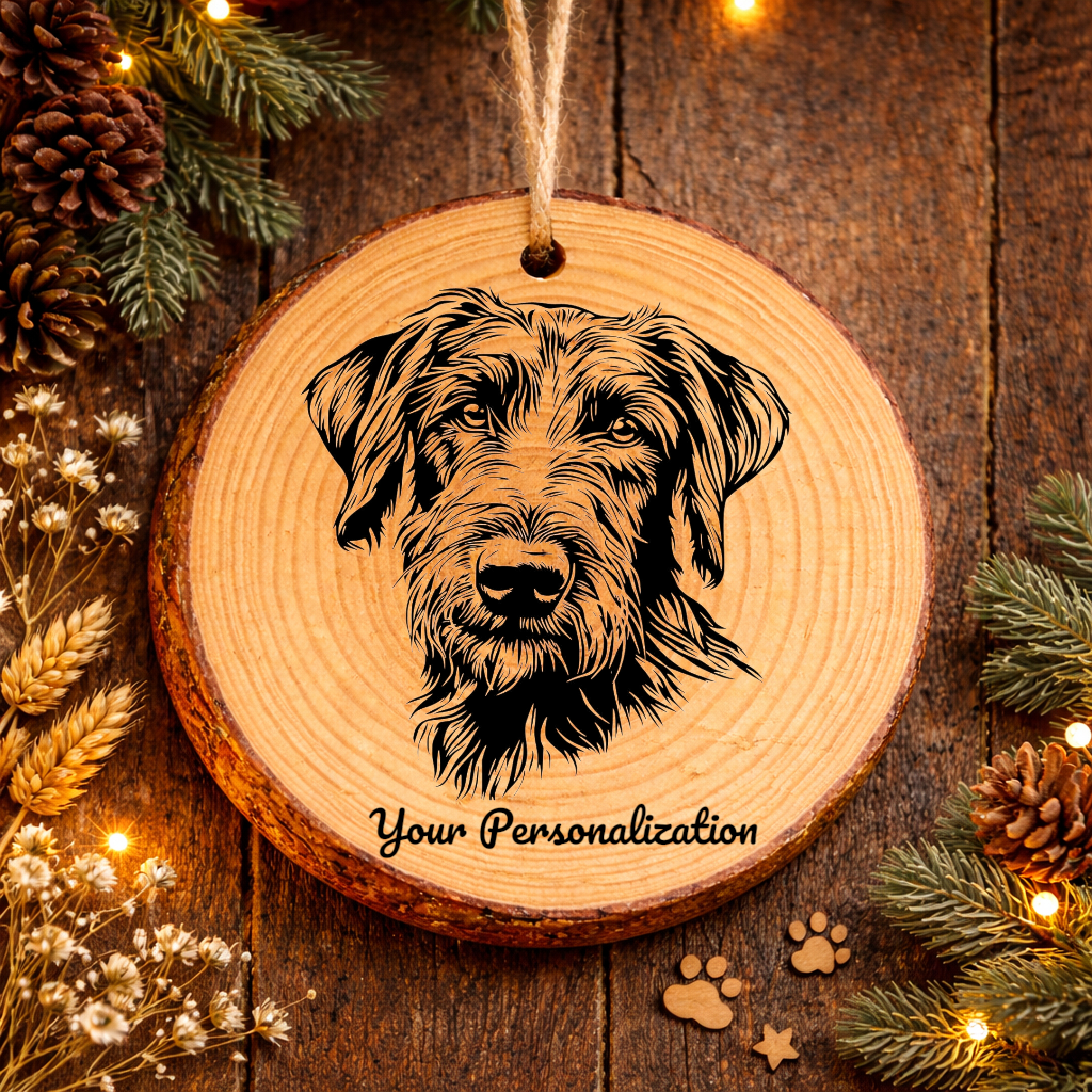 Irish Wolfhound Dog Ornament – Rustic Wooden Keepsake
