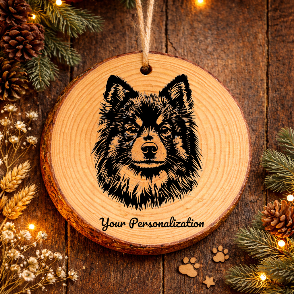 Japanese Spitz Dog Ornament – Rustic Wooden Keepsake