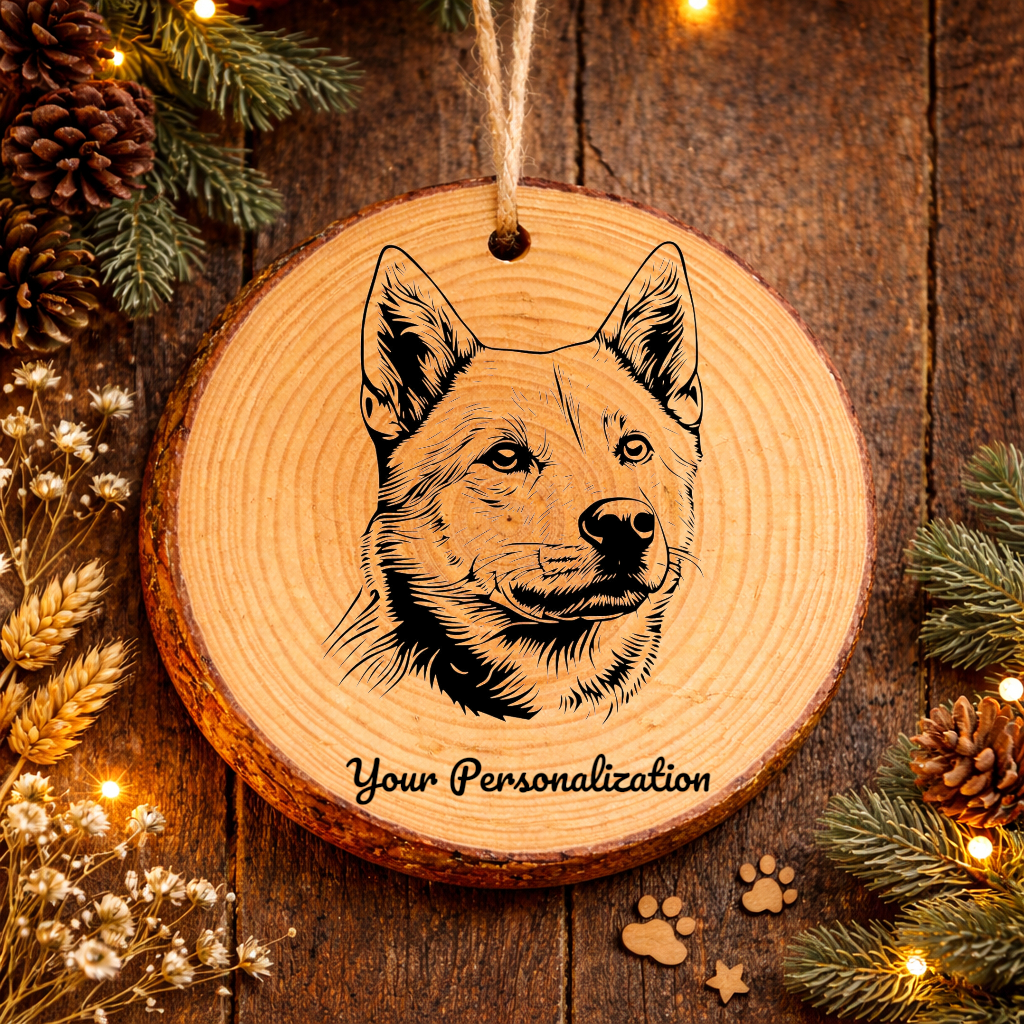 Kishu Ken Dog Ornament – Rustic Wooden Keepsake