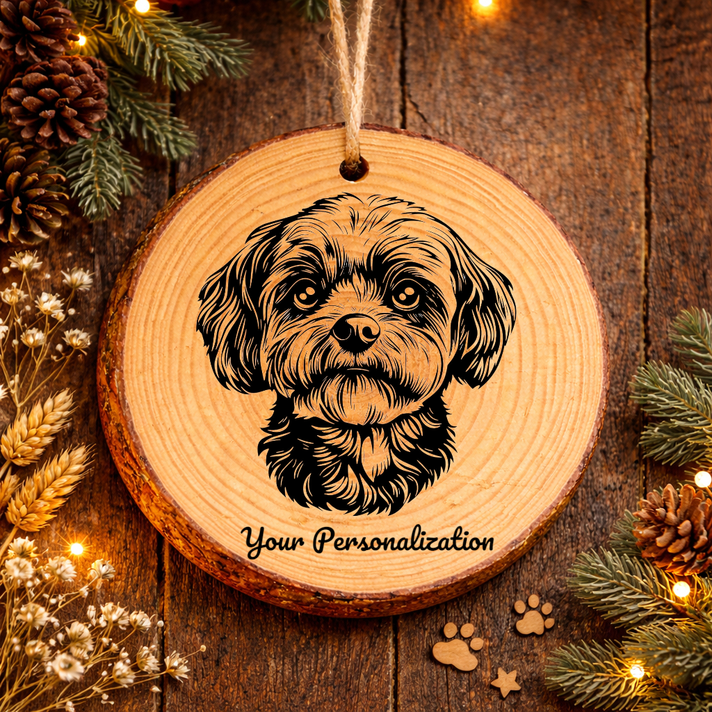 Maltipoo Dog Ornament – Rustic Wooden Keepsake