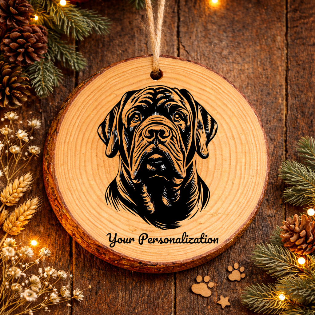 Mastiff Dog Ornament – Rustic Wooden Keepsake