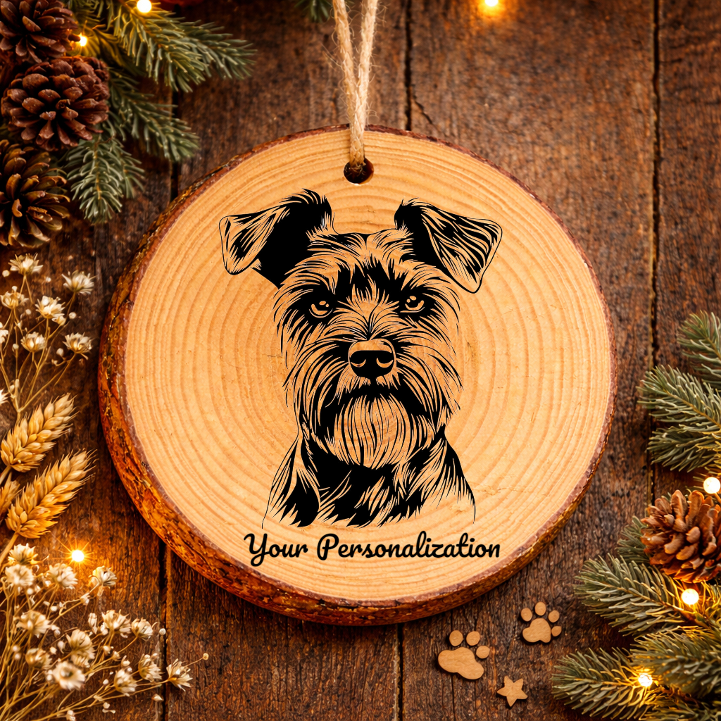 Miniature Schnauzer Dog Ornament – Rustic Wooden Keepsake