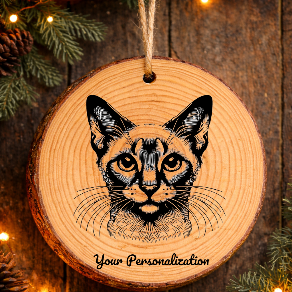 Minskin Cat Rustic Pine Wooden Round Ornament