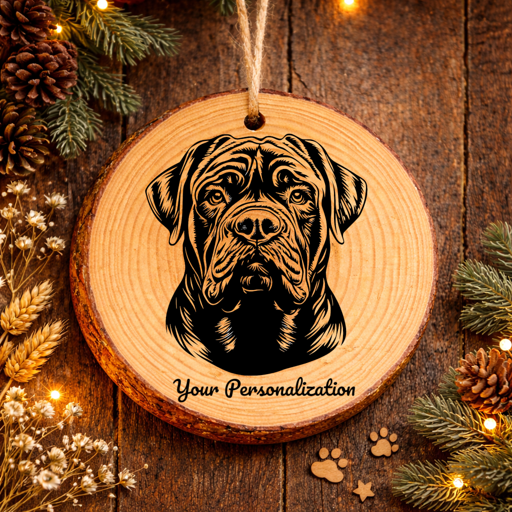 Neapolitan Mastiff Dog Ornament – Rustic Wooden Keepsake