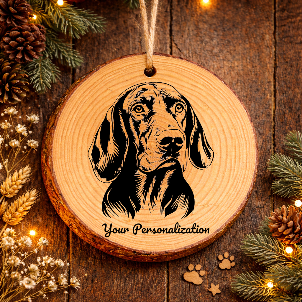 Redbone Coonhound Dog Ornament – Rustic Wooden Keepsake