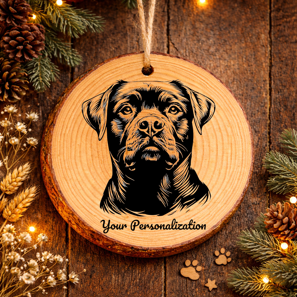 Rottweiler Dog Ornament – Rustic Wooden Keepsake