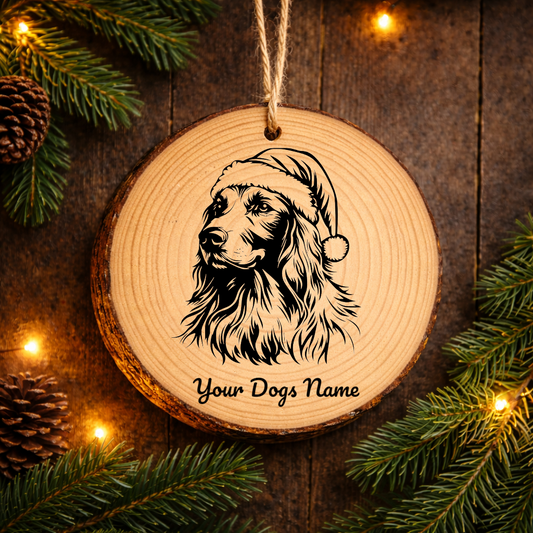 Afghan Hound Santa Hat Dog Rustic Pine Christmas Ornament