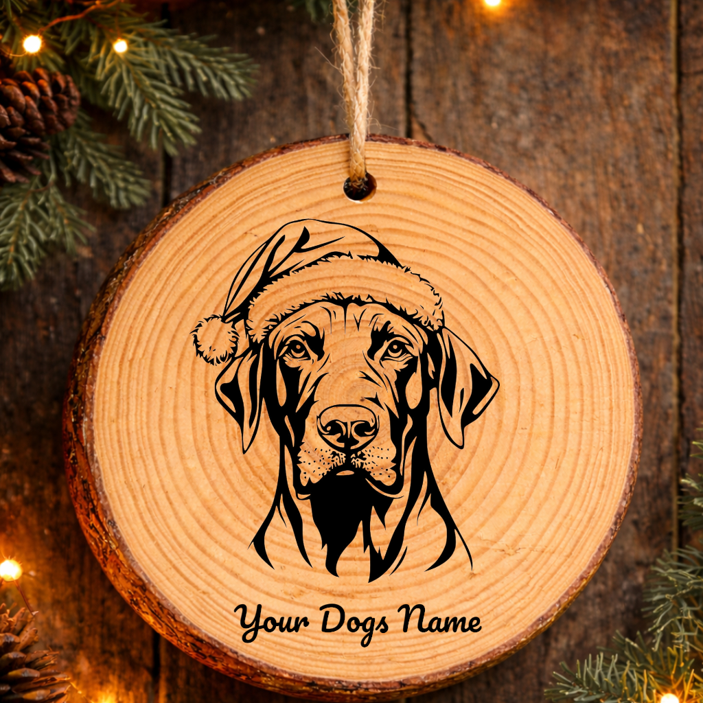 Great Dane Santa Hat Dog Rustic Pine Christmas Ornament