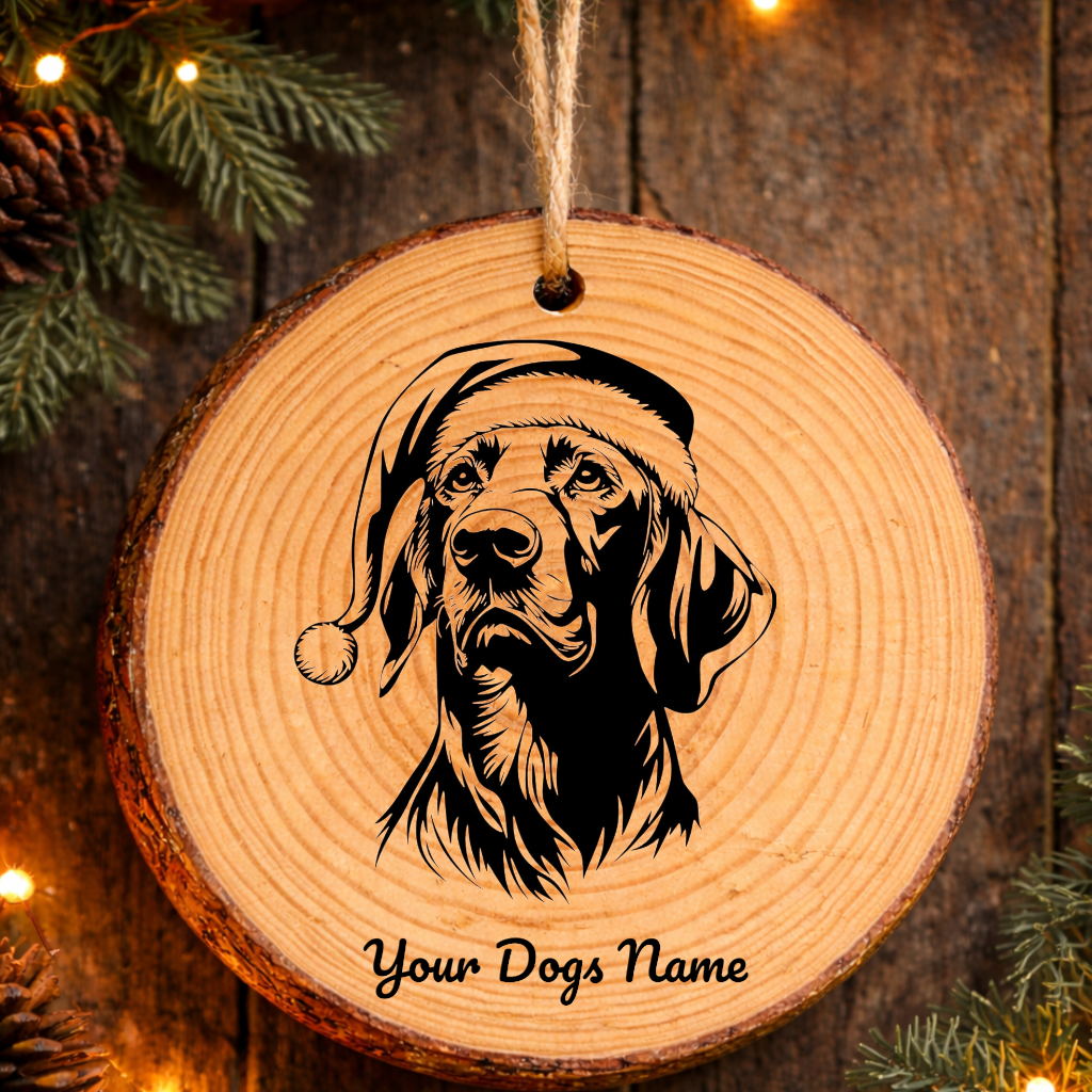 Harrier Santa Hat Dog Rustic Pine Christmas Ornament
