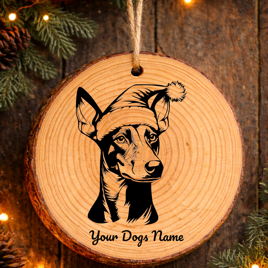 Ibizan Hound Santa Hat Dog Rustic Pine Christmas Ornament
