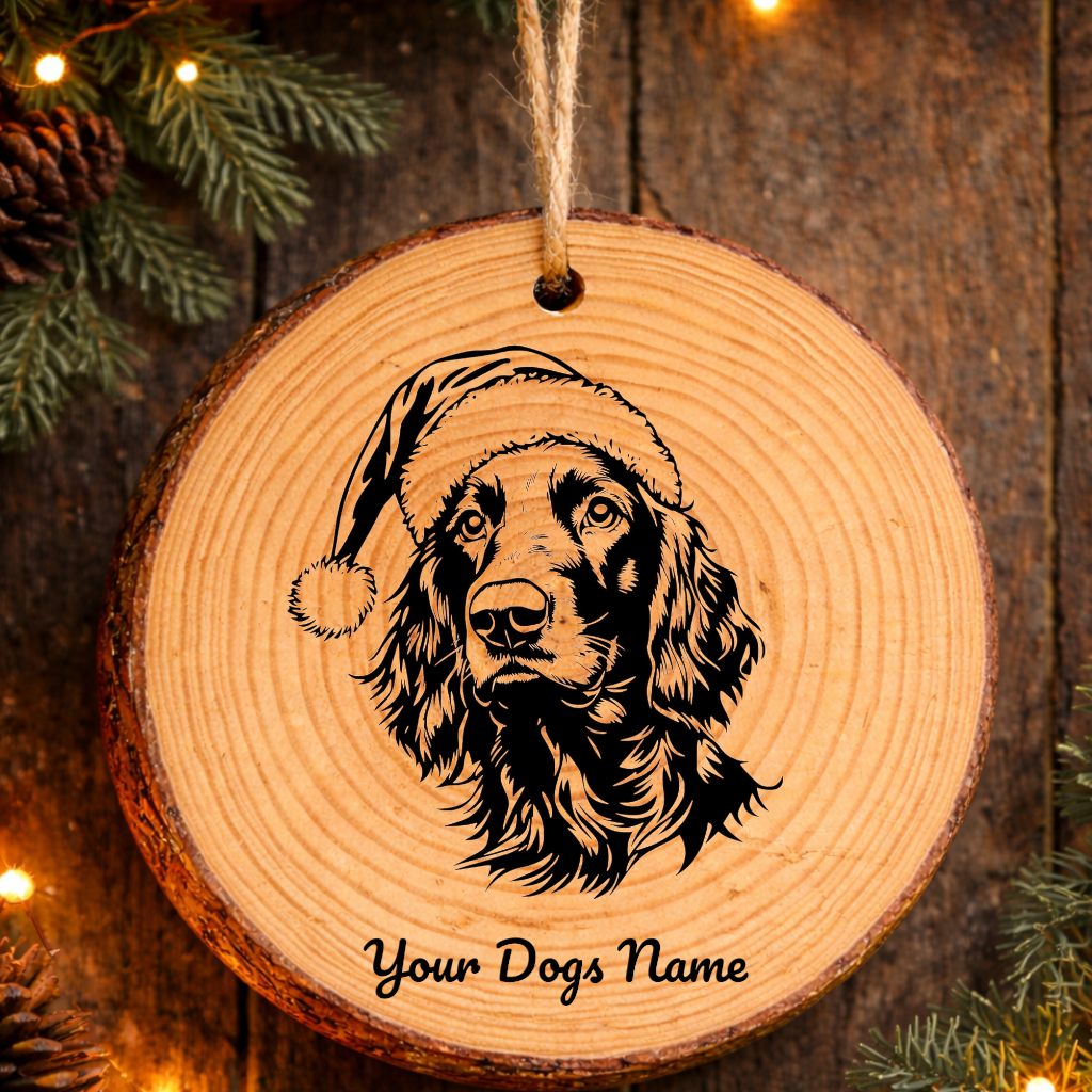 Irish Setter Santa Hat Dog Rustic Pine Christmas Ornament