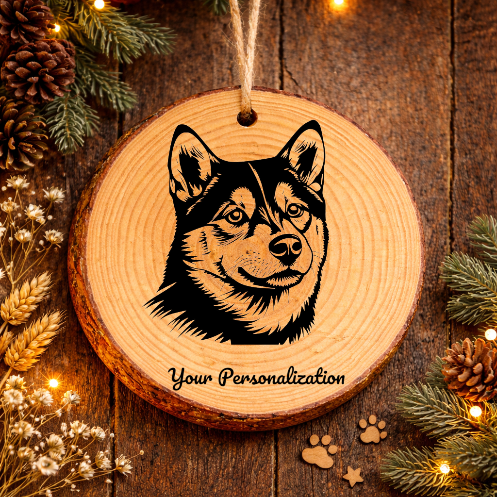 Shiba Inu Dog Ornament – Rustic Wooden Keepsake