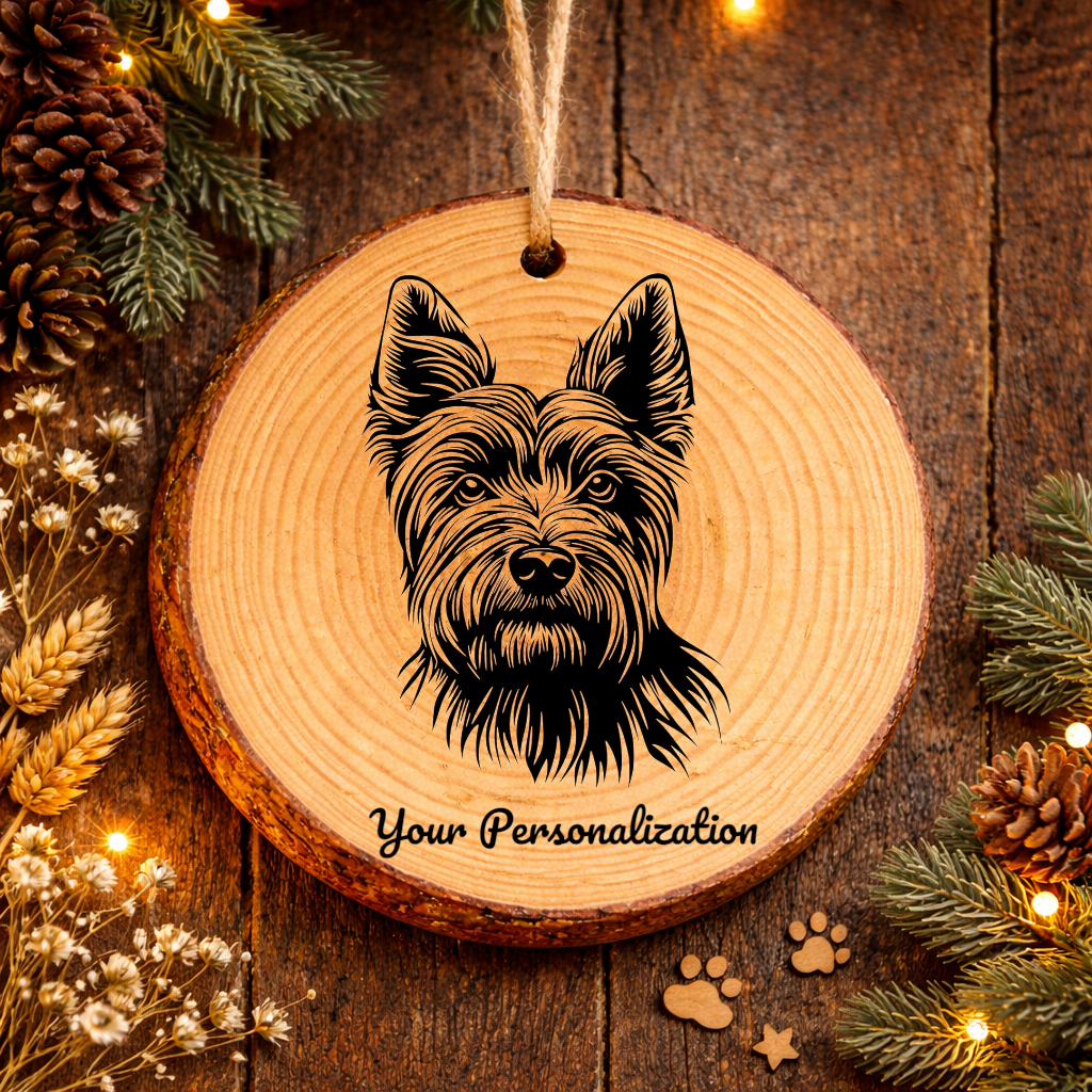 Skye Terrier Dog Ornament – Rustic Wooden Keepsake