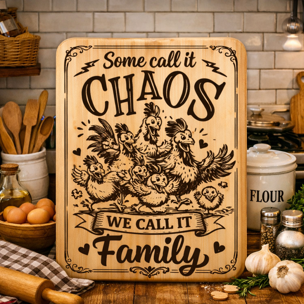 “Some Call It Chaos, We Call it Family” Engraved Kitchen Board