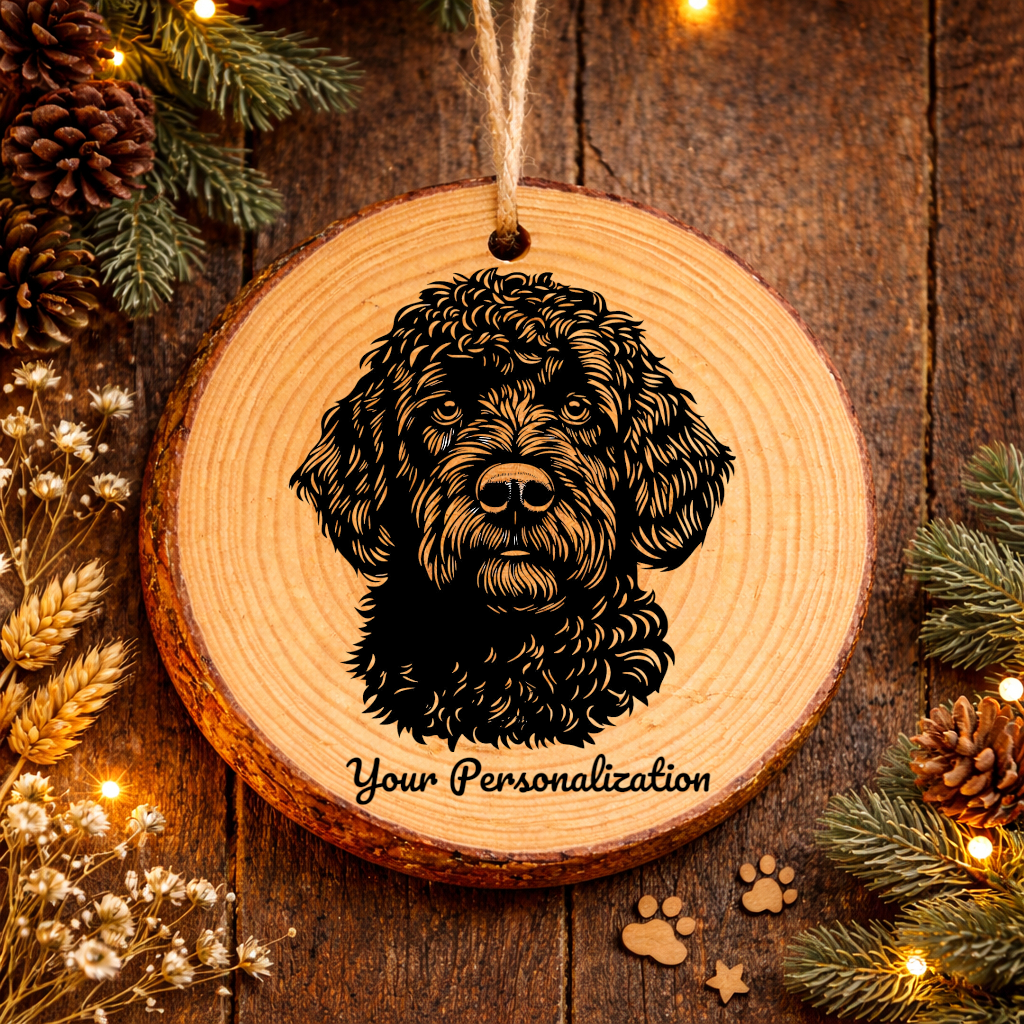Spanish Water Dog Dog Ornament – Rustic Wooden Keepsake