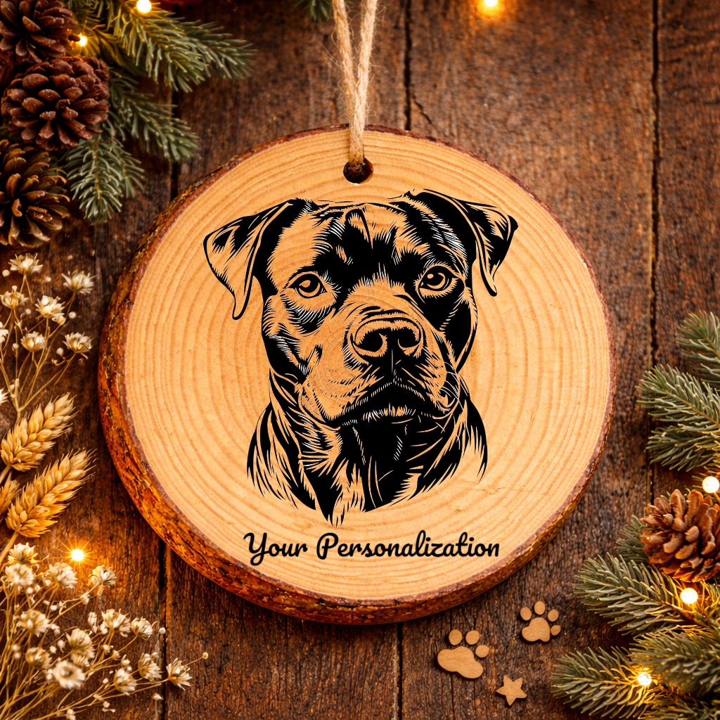 Staffordshire Bull Terrier Dog Ornament – Rustic Wooden Keepsake
