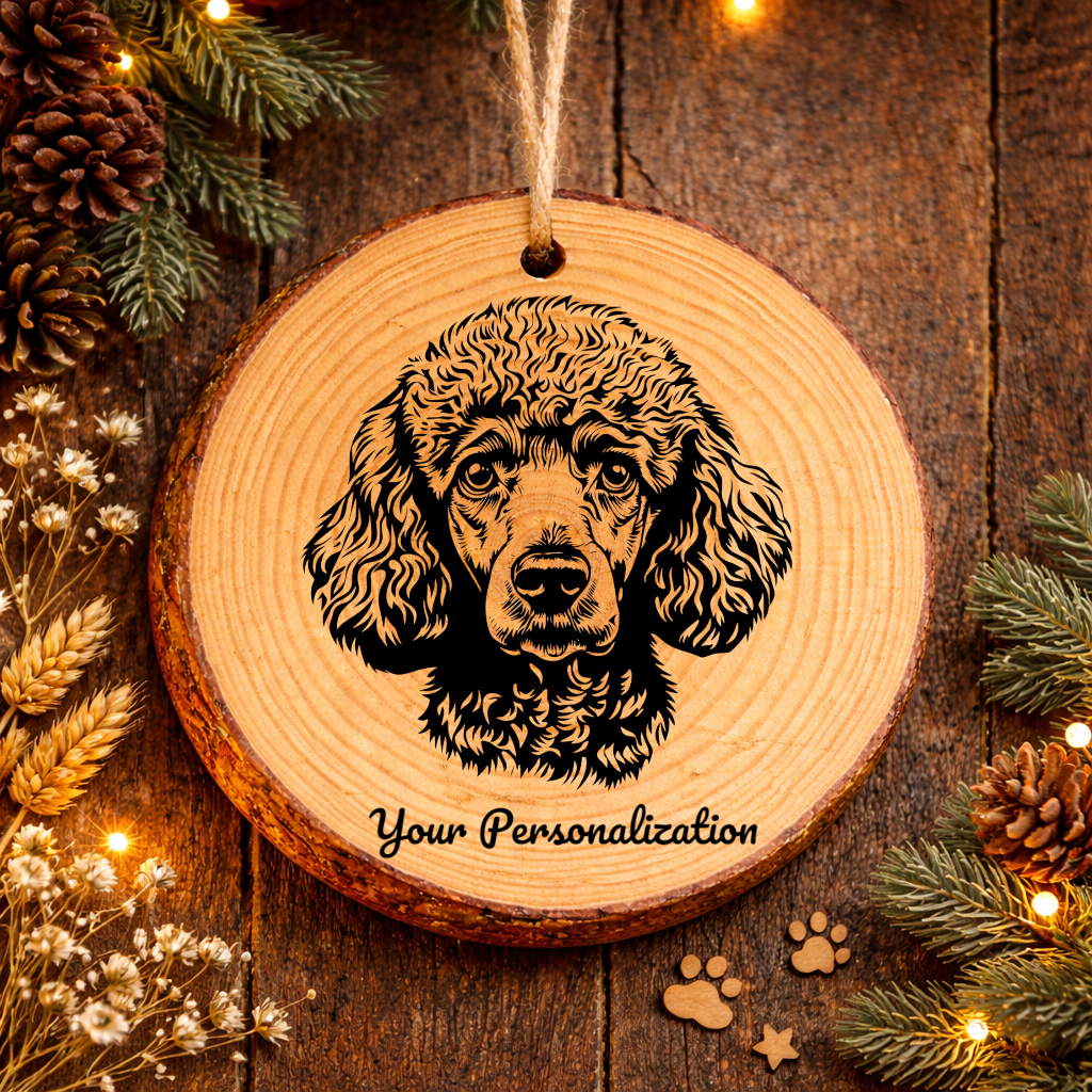Standard Poodle Dog Ornament – Rustic Wooden Keepsake
