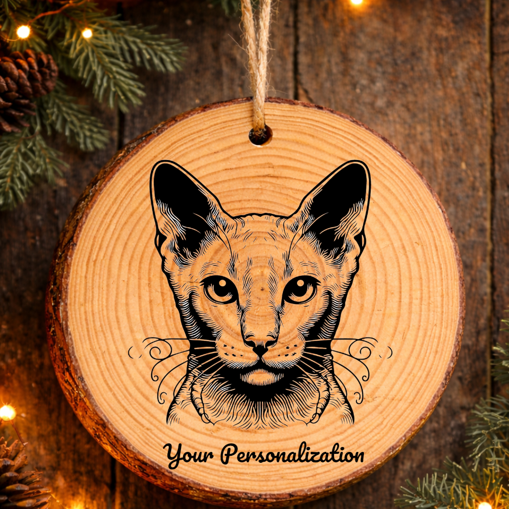 Ukrainian Levkoy Cat Rustic Pine Wooden Round Ornament