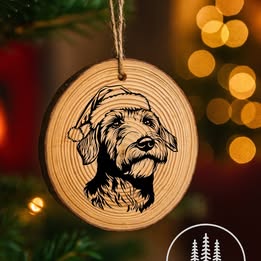 Airedale Terrier Santa Hat Dog Rustic Pine Christmas Ornament