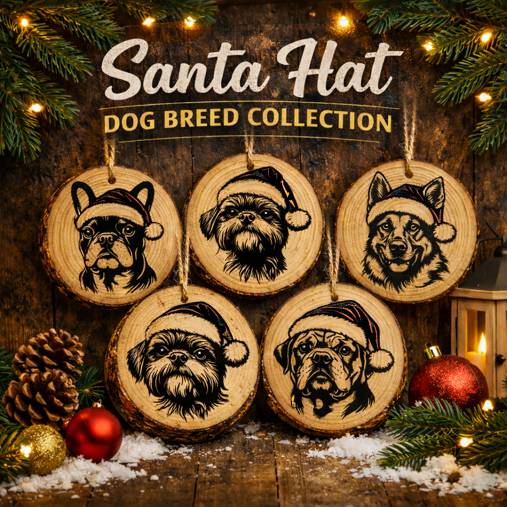Santa Hat Dog Ornaments