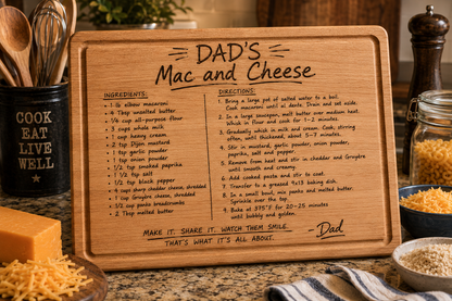 Dad’s Mac ‘n Cheese Recipe Serving Board