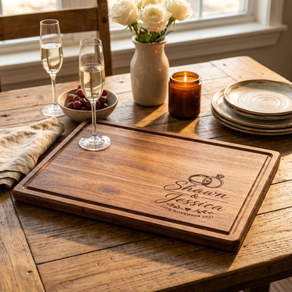 Joined Wedding Rings Serving Board
