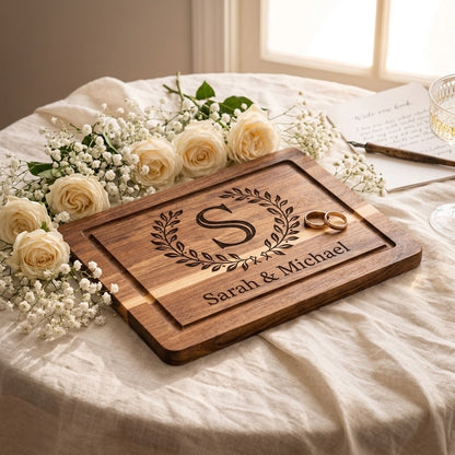 Monogrammed Wedding Acacia Cutting Board
