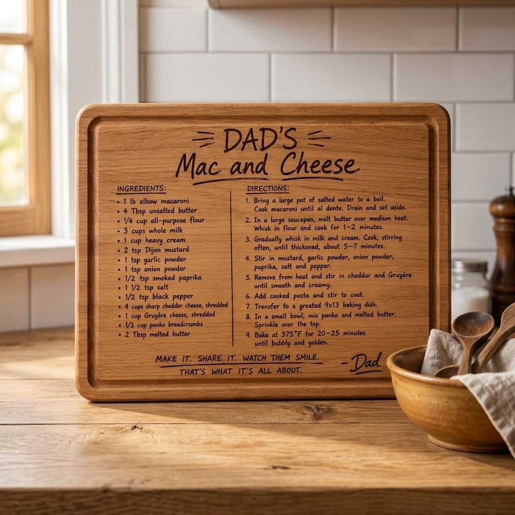 Dad’s Mac ‘n Cheese Recipe Serving Board