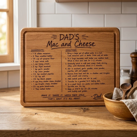 Dad’s Mac ‘n Cheese Recipe Serving Board
