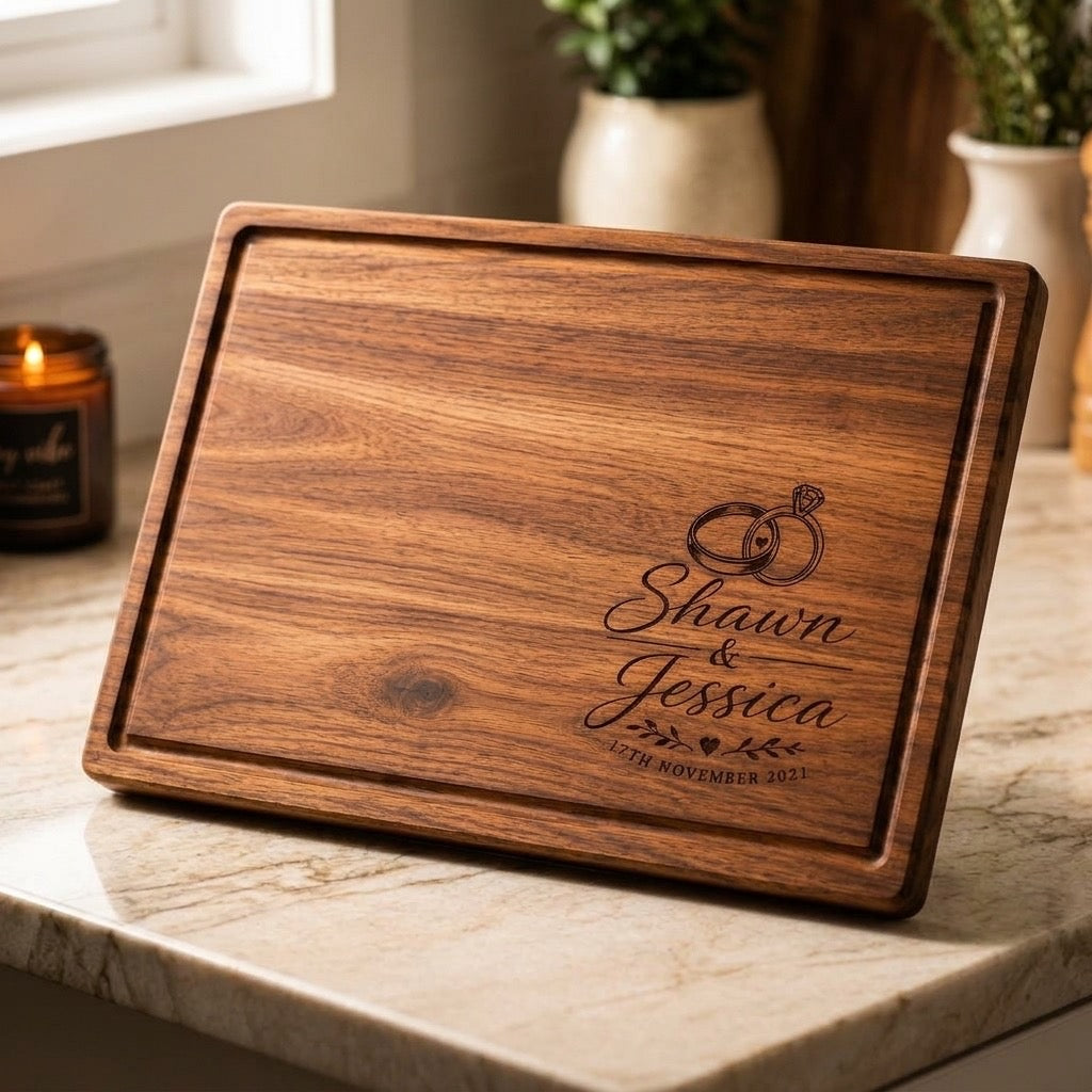 Joined Wedding Rings Serving Board