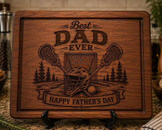 Best Dad Fathers Day Lacrosse Theme Cutting Board