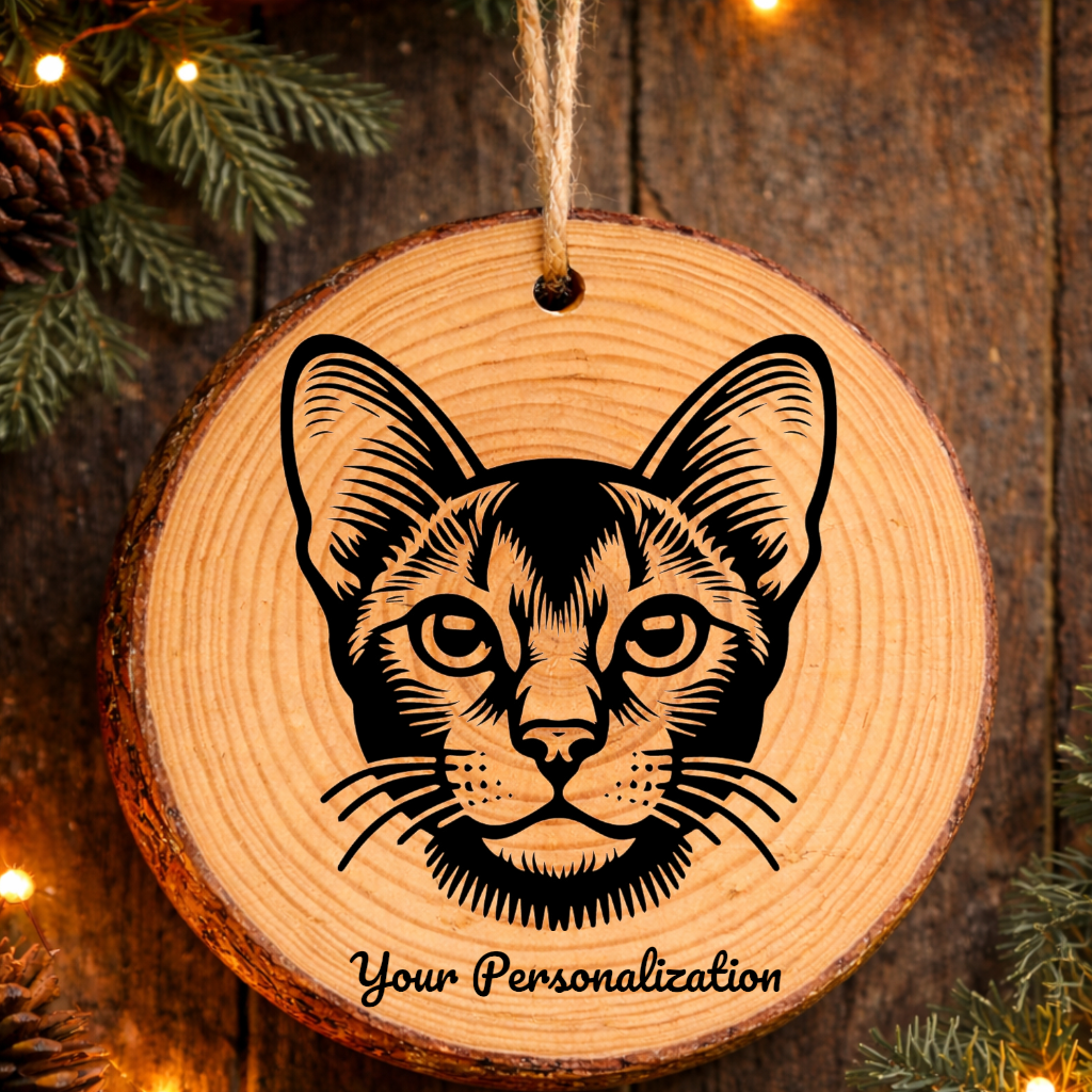 Abyssinian Cat Rustic Pine Wooden Round Ornament