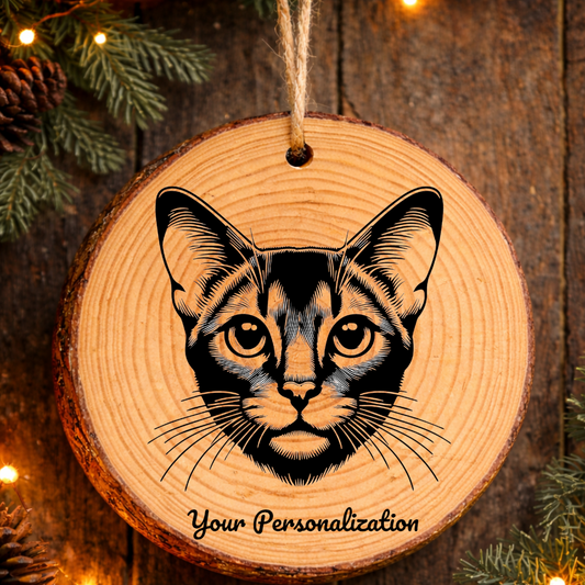 Abyssinian Cat Rustic Pine Wooden Round Ornament