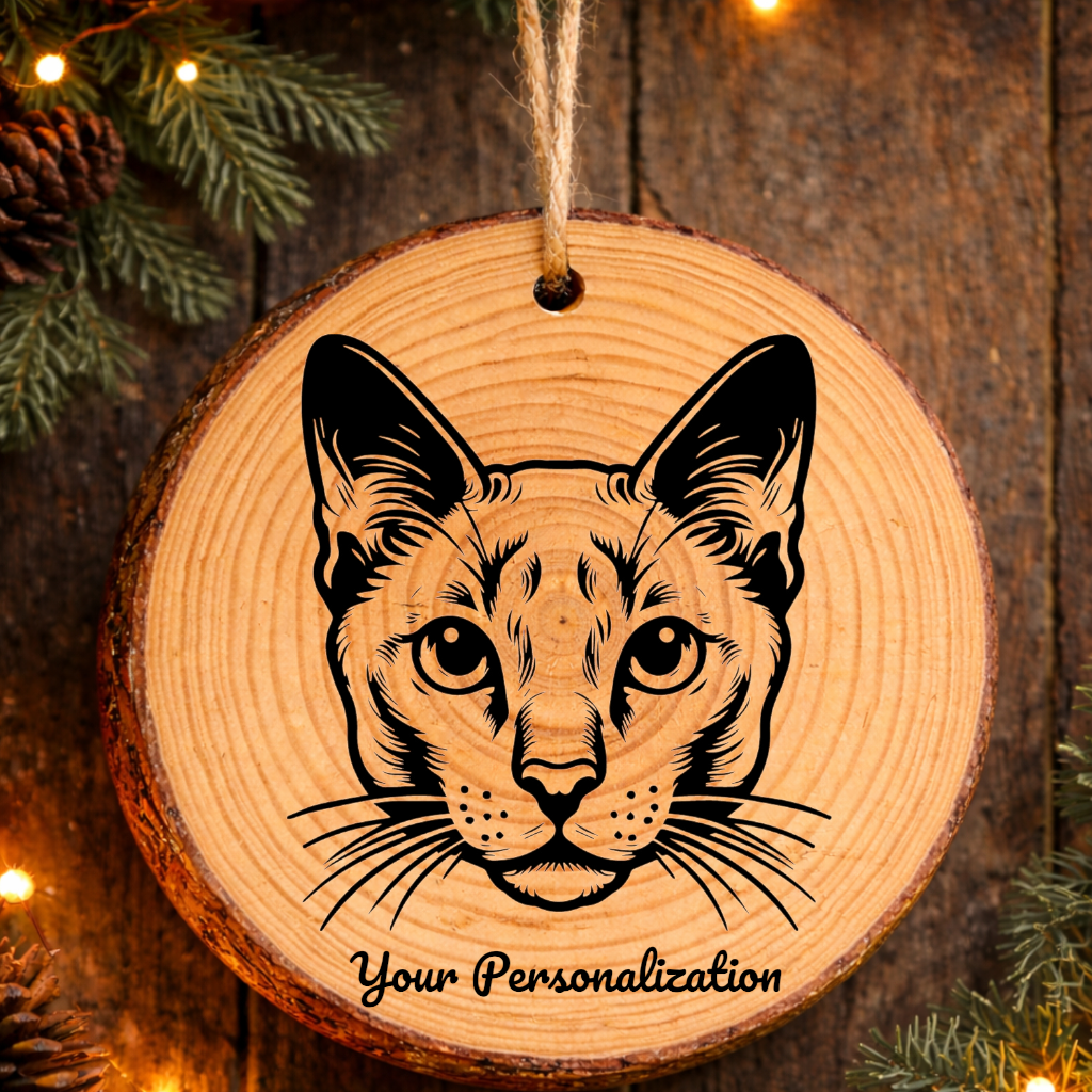 Aegean Cat Rustic Pine Wooden Round Ornament
