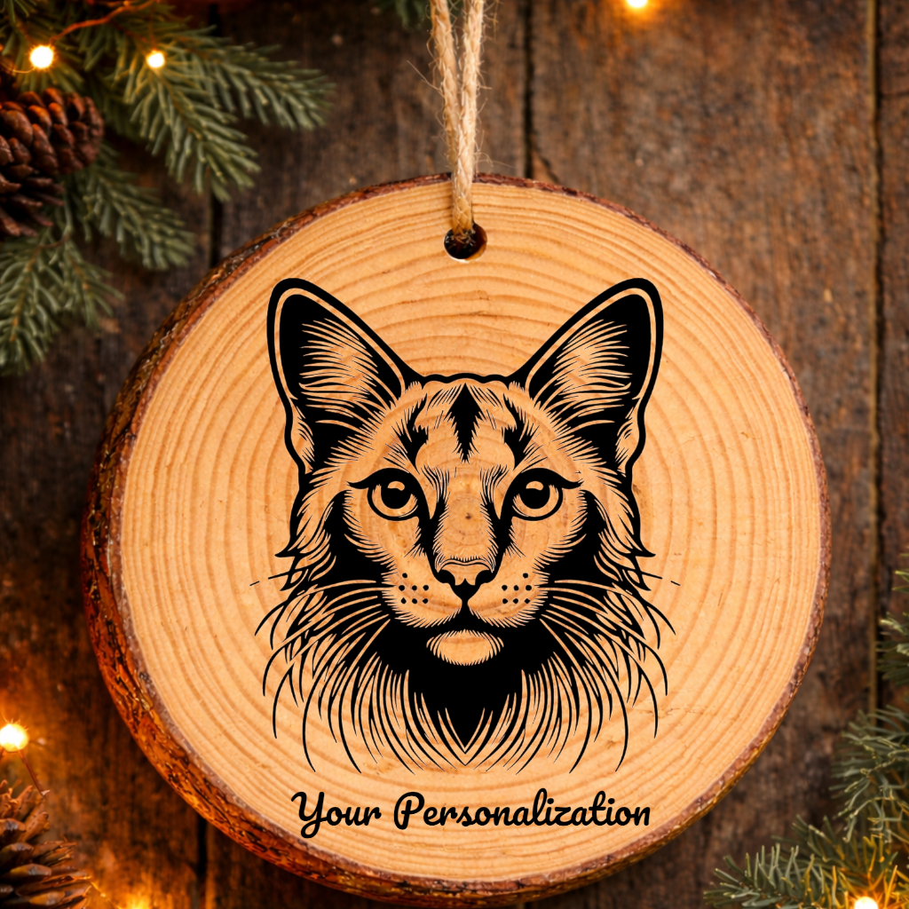 Aegean Cat Rustic Pine Wooden Round Ornament