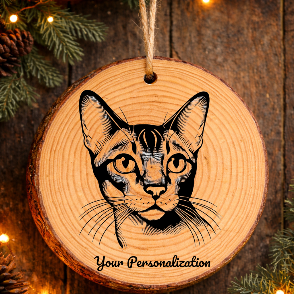 Aegean Shorthair Cat Rustic Pine Wooden Round Ornament