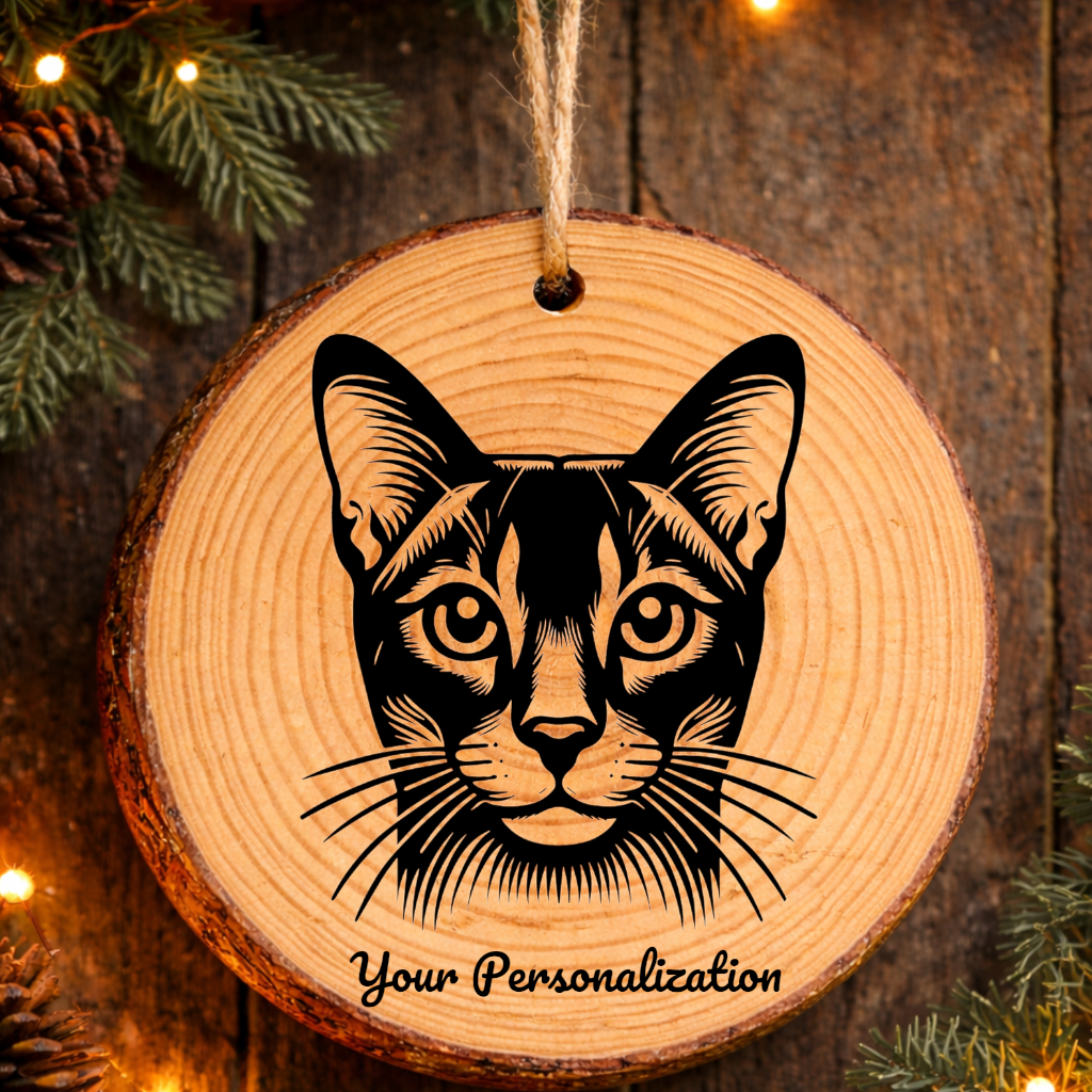 Aegean Shorthair Cat Rustic Pine Wooden Round Ornament